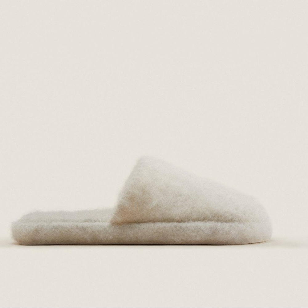 Off white warm wool blend slippers